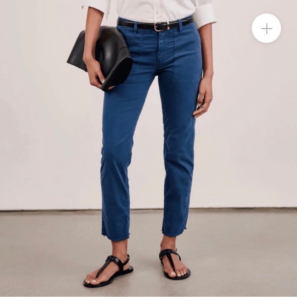 Nili Lotan Jenna Blue Cotton Cropped Pants SZ 0